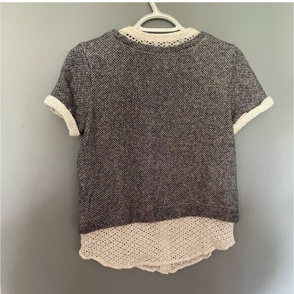 Oddy Short Sleeve Blouse M White Crochet Boho Cottagecore Feminine Top - Picture 4 of 5